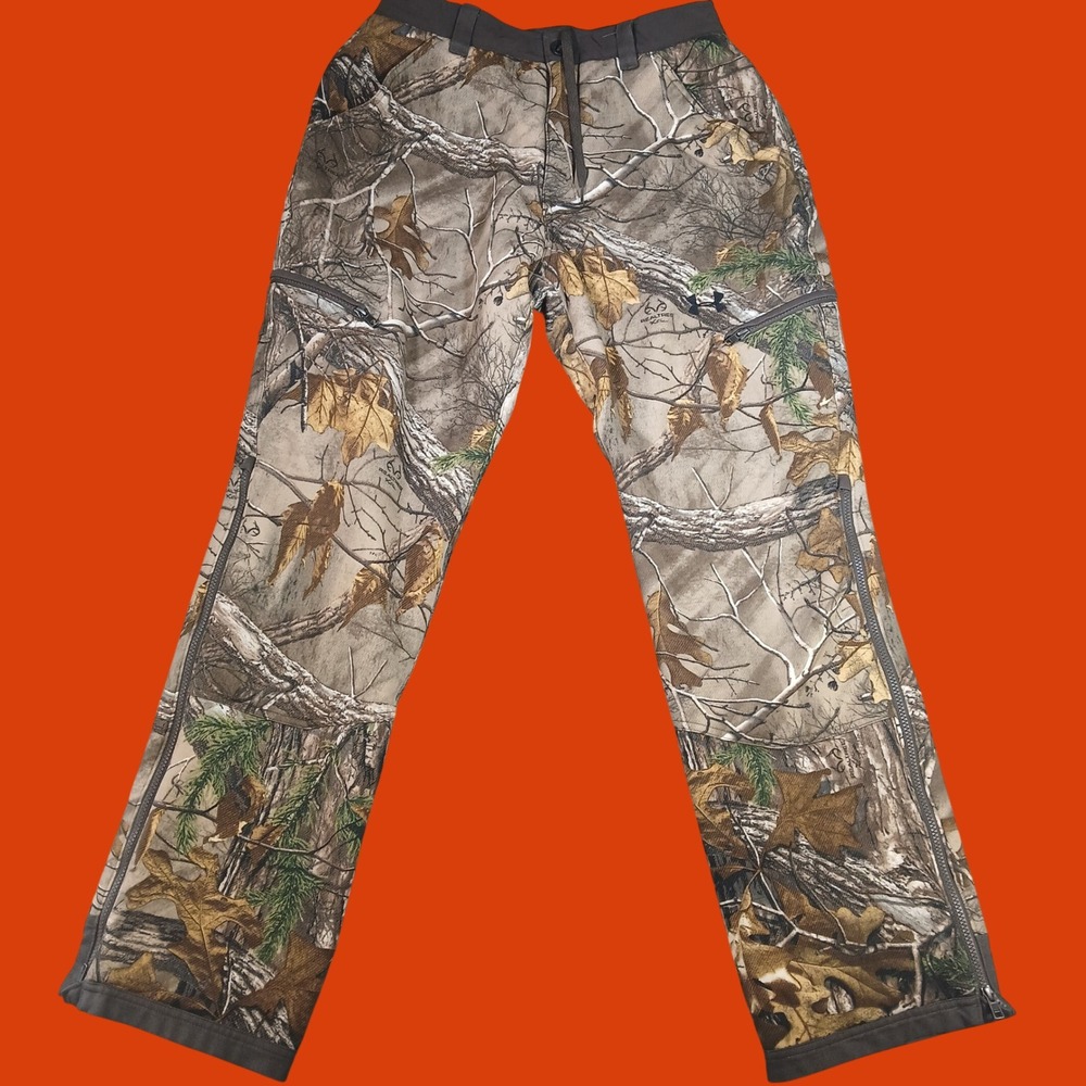 Under Armour Hunting Pants Mens Medium Storm Realtree Camo Lined Zip Leg